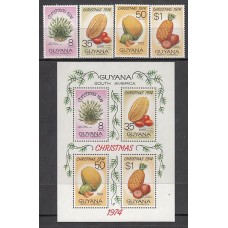 Guayana Britanica - Correo Yvert 449/52+H.2 ** Mnh Navidad. Flores