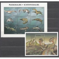 Guayana Britanica - Correo Yvert 4502/10+H.296 ** Mnh Fauna Prehistorica