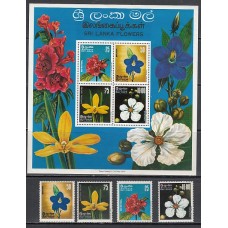 Sri-Lanka - Correo Yvert 461/4+Hb 4 ** Mnh  Flores