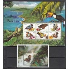 Guayana Britanica - Correo Yvert 4809/14+H.333 ** Mnh Fauna. Mariposas