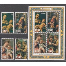 Niue - Correo Yvert 484/7+H 93 ** Mnh Navidad. Pinturas