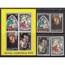 Ghana - Correo 1973 Yvert 487/90+H.51 ** Mnh  Navidad