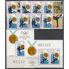 Belize - Correo Yvert 487/94+2 hojas sin catalogar ** Mnh Olimpiadas de Lake Placid