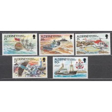 Alderney Correo Yvert 49/53 ** Mnh Barcos