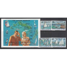 Turk y Caicos - Correo Yvert 513/6+H,28 ** Mnh  Barcos regatas