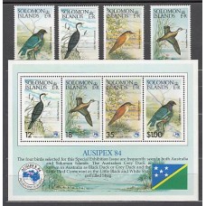 Salomon - Correo Yvert 523/6+H.15 ** Mnh Fauna. Aves