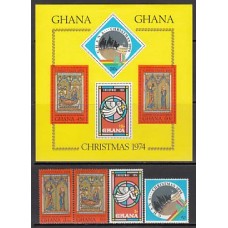 Ghana - Correo 1974 Yvert 524/527+H.57 ** Mnh  Navidad