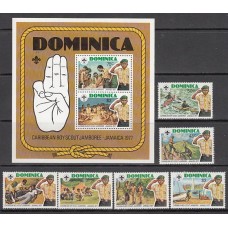 Dominica - Correo 1977 Yvert 524/9+Hb 44 ** Mnh Scouts