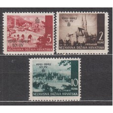 Croacia Correo 1942 Yvert 54/56 ** Mnh