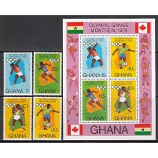 Ghana - Correo 1976 Yvert 553/56+H.62 ** Mnh  Olimpiadas Montreal