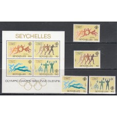 Seychelles - Correo Yvert 557/60+Hb 24 ** Mnh  Olimpiadas de los Angeles