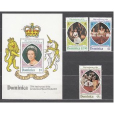 Dominica - Correo 1978 Yvert 558/60+Hb 49 ** Mnh Isabel II