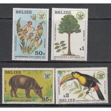 Belize - Correo Yvert 562/5 ** Mnh Flora y fauna