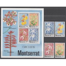 Montserrat - Correo Yvert 565/8 + H 28 ** Mnh  Flores