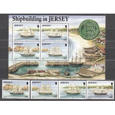 Jersey - Correo 1992 Yvert 568/71+H.6 ** Mnh Barcos