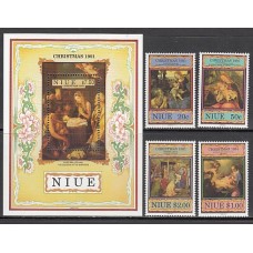 Niue - Correo Yvert 572/5+H 118 ** Mnh Navidad