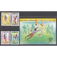 Turk y Caicos - Correo Yvert 579/82+H,38 ** Mnh  Deportes fútbol