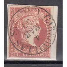 Matasellos y marcas de 4 cuartos Fechador 1856 Edifil 48 Garrovillas (Caceres)