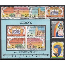 Ghana - Correo 1977 Yvert 597/602+H.71 ** Mnh  Navidad