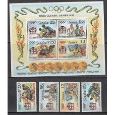 Jamaica - Correo Yvert 598/601 + H 22 ** Mnh Olimpiadas de los Angeles