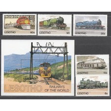 Lesotho - Correo Yvert 600/4+Hb 27 ** Mnh  Trenes