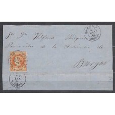 Matasellos y marcas de 4 cuartos Fechador 1860 Edifil 52  Briviesca (Burgos) CUBIERTA con fechador Tipo I y II