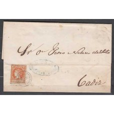 Matasellos y marcas de 4 cuartos Fechador 1860 Edifil 52  Betanzos (Coruña) CARTA