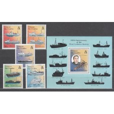 Tristan da Cunha - Correo Yvert 602/6+H 29 ** Mnh   Barcos