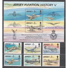 Jersey - Correo 1993 Yvert 609/14+H.7 ** Mnh Aviones