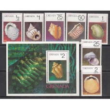 Grenada - Correo 1975 Yvert 611/7+H.43 ** Mnh Fauna conchas