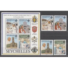 Seychelles - Correo Yvert 614/7+Hb 30 ** Mnh  Juan Pablo II