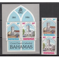 Bahamas - Correo 1986 Yvert 617/618+Hb 47 ** Mnh Catedral de Nassau
