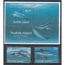Norfolk - Correo Yvert 619/20+H 20 ** Mnh Fauna Marina. Delfines