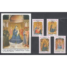 Uganda - Correo Yvert 624/7+H 101 ** Mnh  Navidad  pinturas