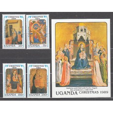 Uganda - Correo Yvert 628/31+H 102 ** Mnh  Navidad pinturas