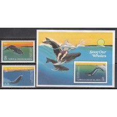 Turk y Caicos - Correo Yvert 633/4+H,45 ** Mnh Fauna marina