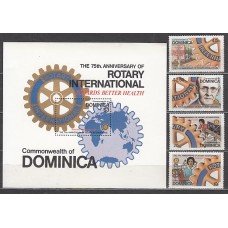 Dominica - Correo 1980 Yvert 638/41+Hb 61 ** Mnh Club Rotary