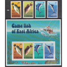 Tanzania - Correo Yvert 64/7+H.3 ** Mnh  Fauna peces