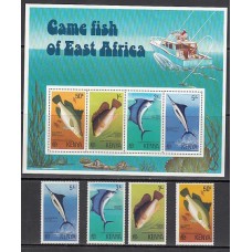 Kenya - Correo Yvert 66/9+Hb 3 ** Mnh  Fauna peces