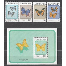 Tanzania - Correo Yvert 664/7+H 125 ** Mnh  Fauna mariposas