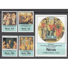 Nevis - Correo Yvert 671/4+H,54 ** Mnh Navidad