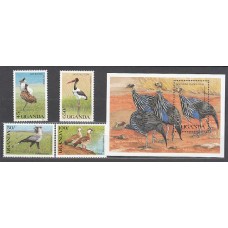 Uganda - Correo Yvert 682/5+H 115 ** Mnh  Fauna aves