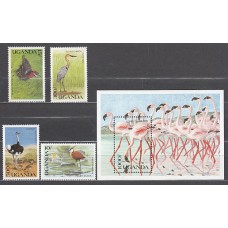 Uganda - Correo Yvert 695/8+H 118 ** Mnh  Fauna aves