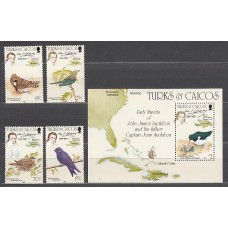 Turk y Caicos - Correo Yvert 709/12+H,56 ** Mnh  Fauna aves