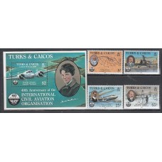 Turk y Caicos - Correo Yvert 713/6+H,57 ** Mnh Aviación