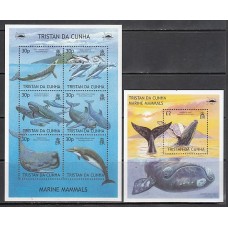 Tristan da Cunha - Correo Yvert 714/9+H 41 ** Mnh  Fauna marina