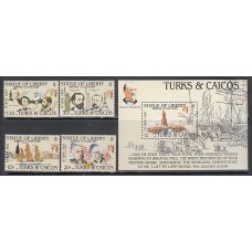 Turk y Caicos - Correo Yvert 718/21+H,58 ** Mnh  Personajes