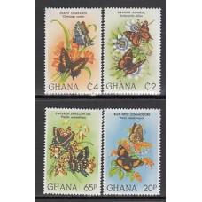 Ghana - Correo 1982 Yvert 740/3 ** Mnh  Fauna mariposas