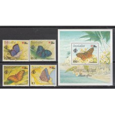 Seychelles - Correo Yvert 743/6+Hb 37 ** Mnh  Fauna mariposas