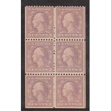 Estados Unidos - Correo 1916-19 Yvert 201a bloque de 6 sellos ** Mnh